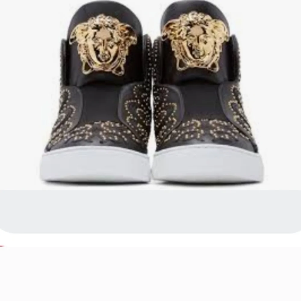 Versace Black and Gold Sneakers with‎ Ornate Design